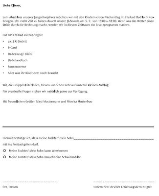 Musterbrief Ausflug